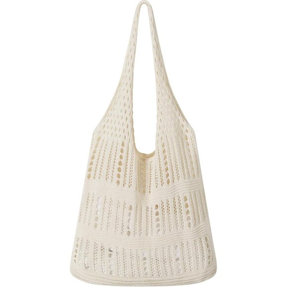 Women's Cream 2 Shoulder Shopping Handbag Casual Travel Totes Fold Able Bags - Picture 1 of 7